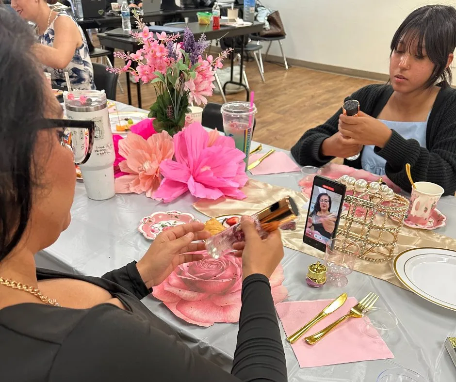Beautician tea party held with esthetician students at the Bakersfield campus.
