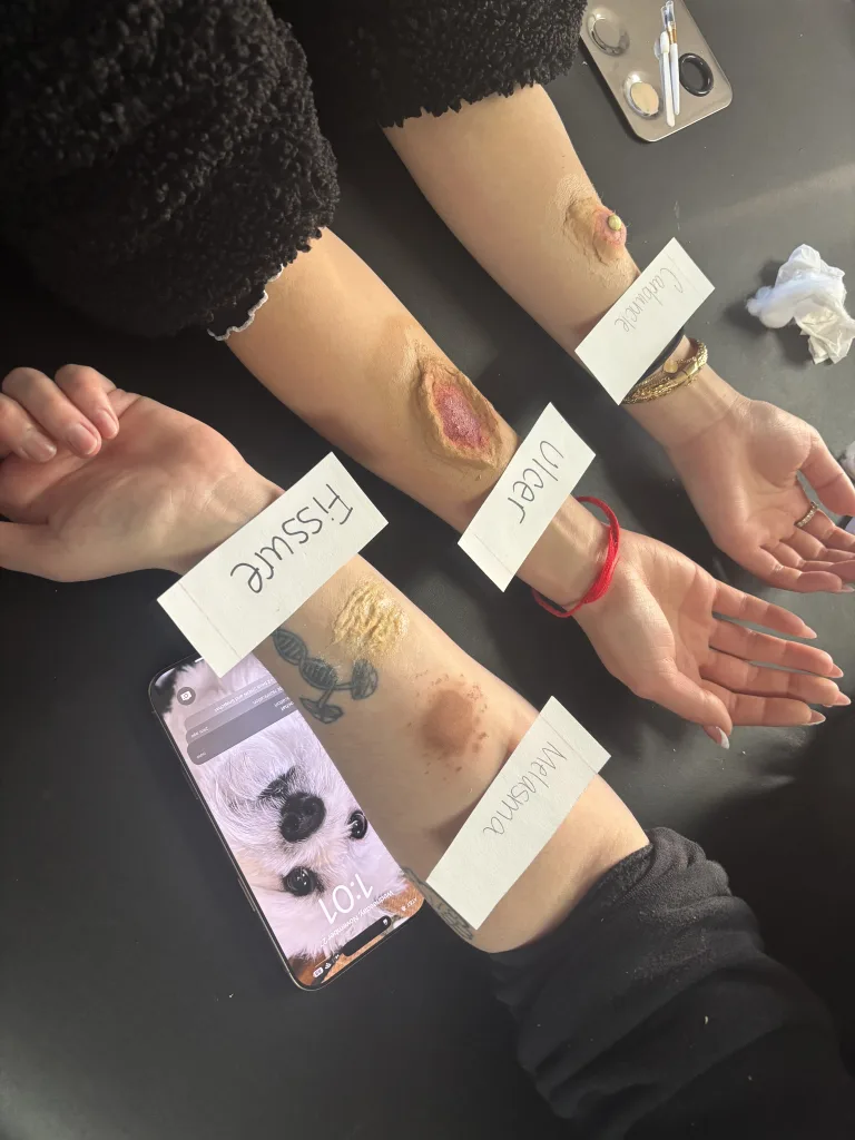 Medical Assisting students from Reno and Sparks, Nevada, discuss the different types of wounds found in clinics.